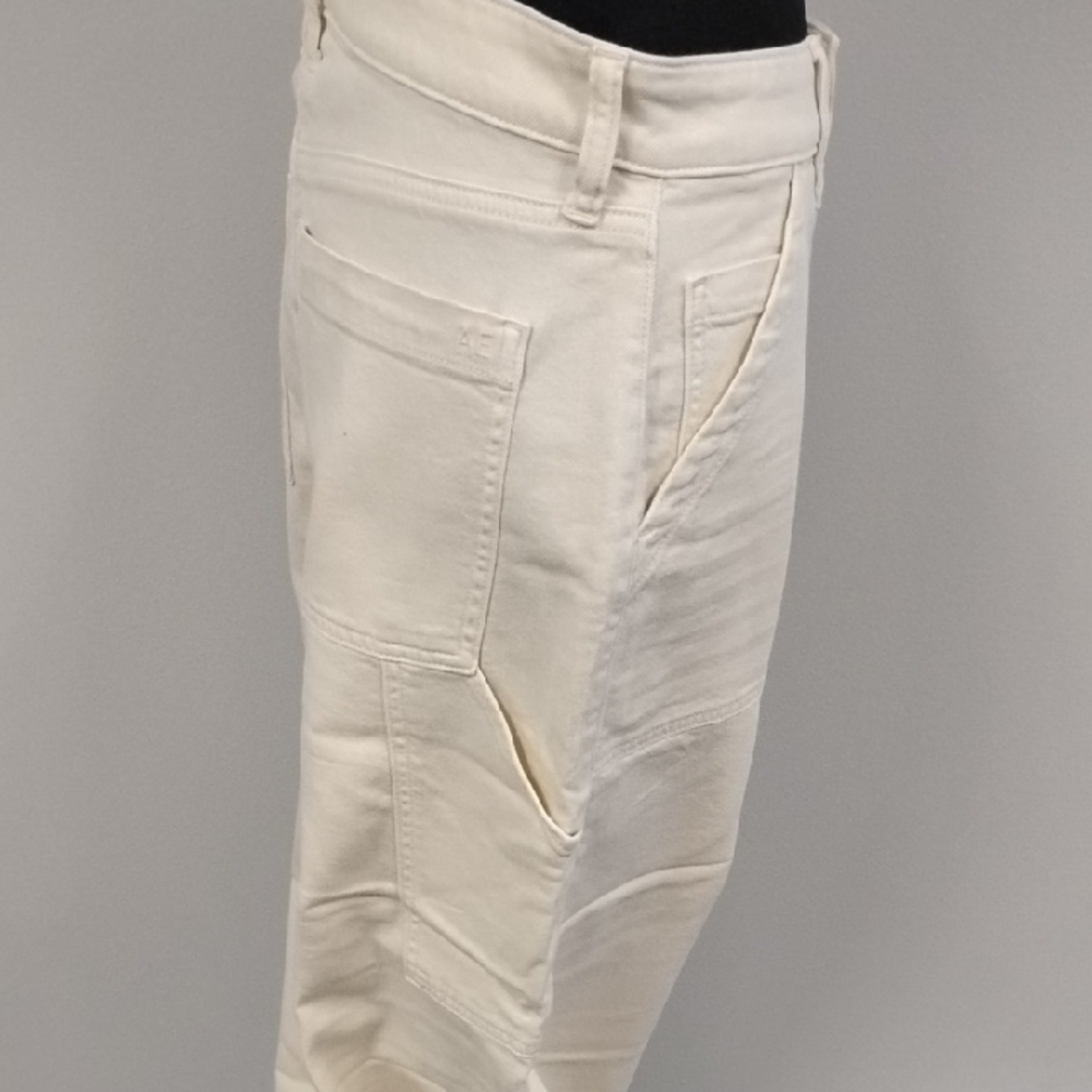American Eagle Outfitters Cream Super High-Rise Baggy Wide Leg Jeans, Sz 4 - Picture 8 of 11